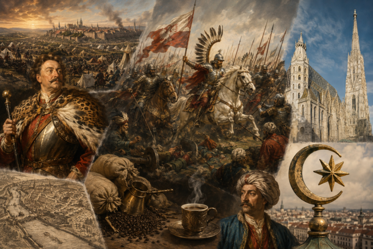 Битва при Вене 1683 года — польские гусары, османские войска и осаждённая Вена