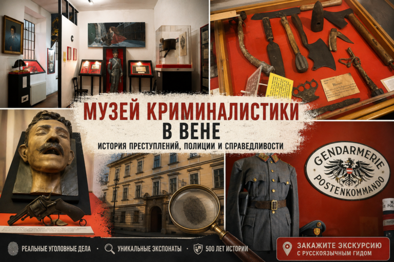 Музей криминалистики в Вене — экспозиция с историческим оружием, полицейской формой и криминалистическими артефактами.