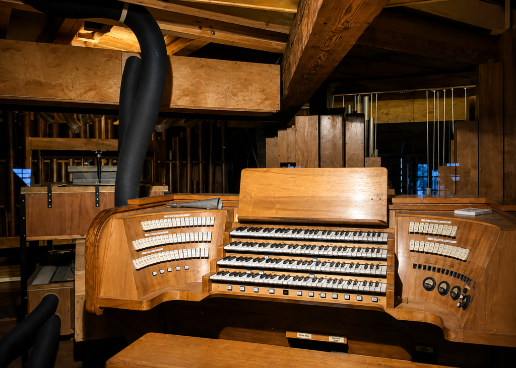 Консоль органа Heldenorgel в крепости Куфштайн, Тироль, Австрия